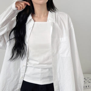 스퀘어넥 여자 민소매티 여름 여성 티셔츠 면 스판 끈 나시 탑 레이어드 ... 착용 후기 | 사이즈/핏 총정리 - 상품 이미지 4