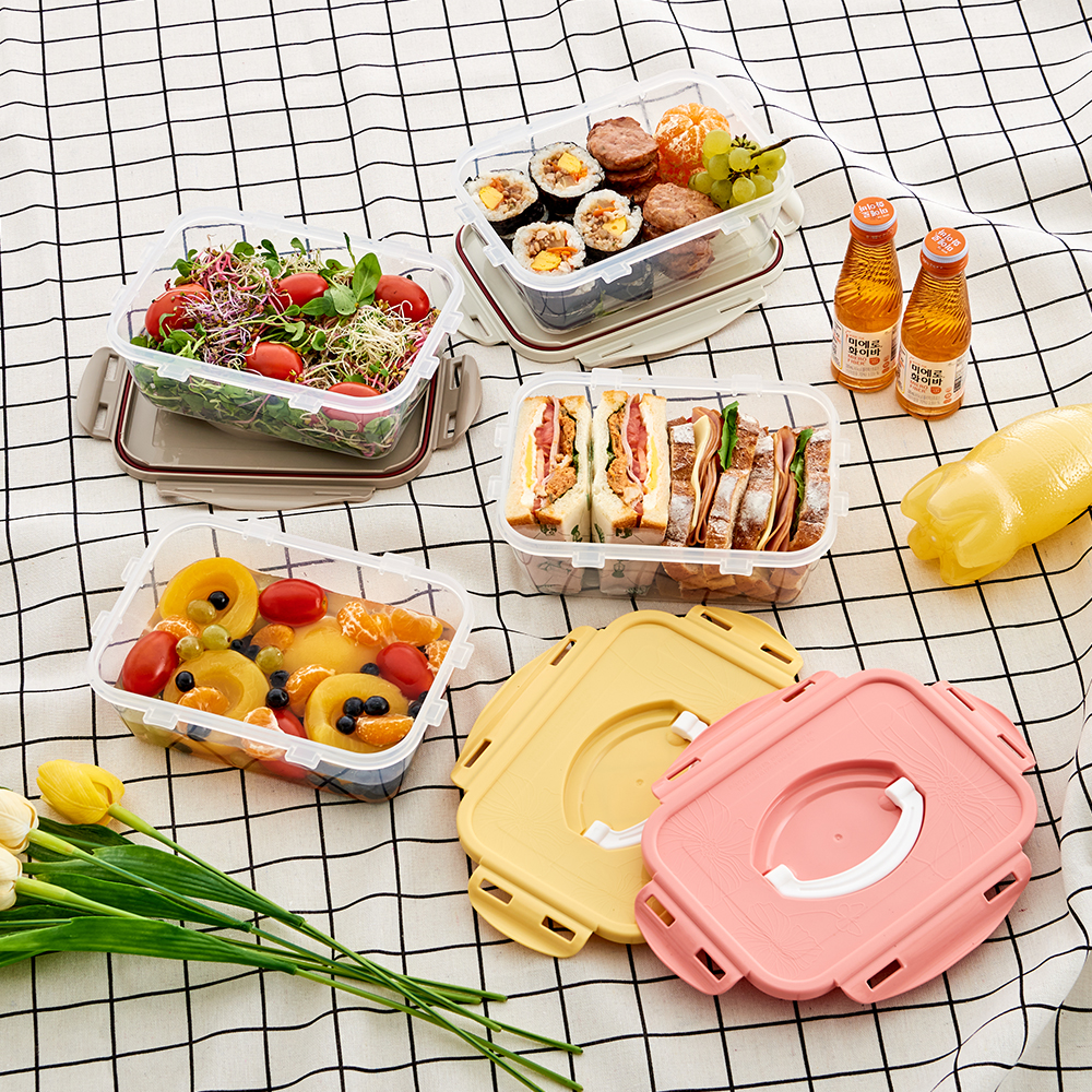 이지앤프리 밀폐 보관용기 추천템 사랑스러운 컬러 러블리락 원핸들 반찬통 1.4L X 5P 소용량부터 대용량까지 다양한 시리즈 - 상세 이미지 4