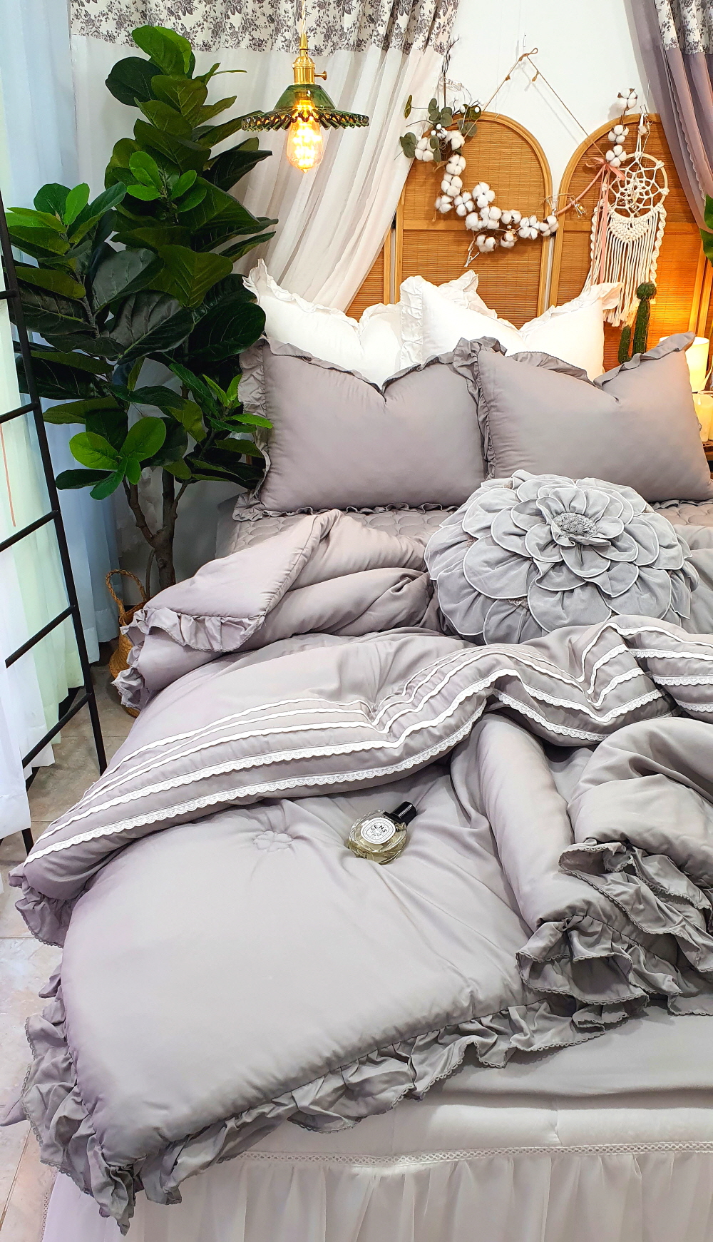 오월 쁘띠 레이스 렌징모달 혼수 호텔이불 슈퍼싱글 퀸 라지킹침구세트 맞춤이불