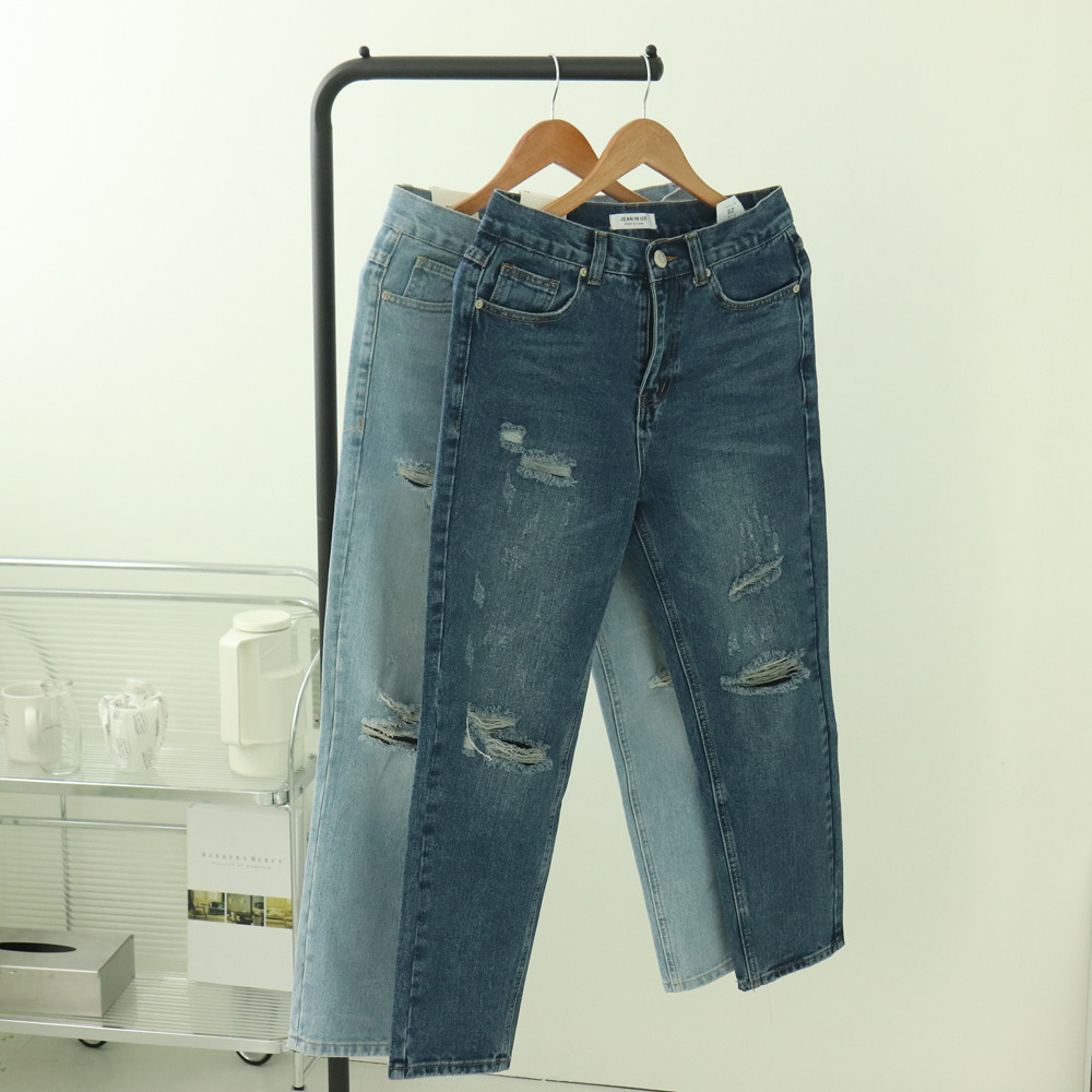 디스트로이드진 빅사이즈 찢어진 연청바지 남자청바지 - 메인 이미지
