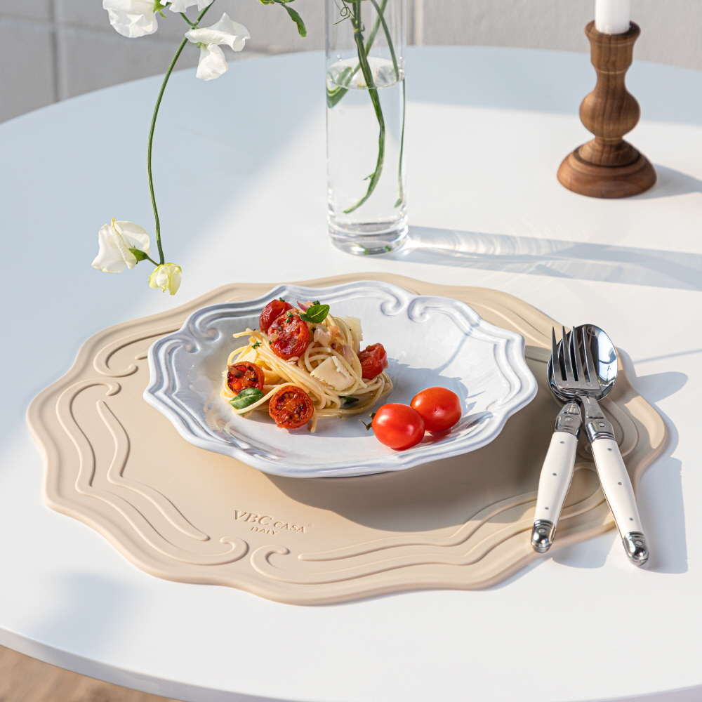 VBC까사 실리콘 방수 테이블매트 / 식탁매트 라운드(바로크)