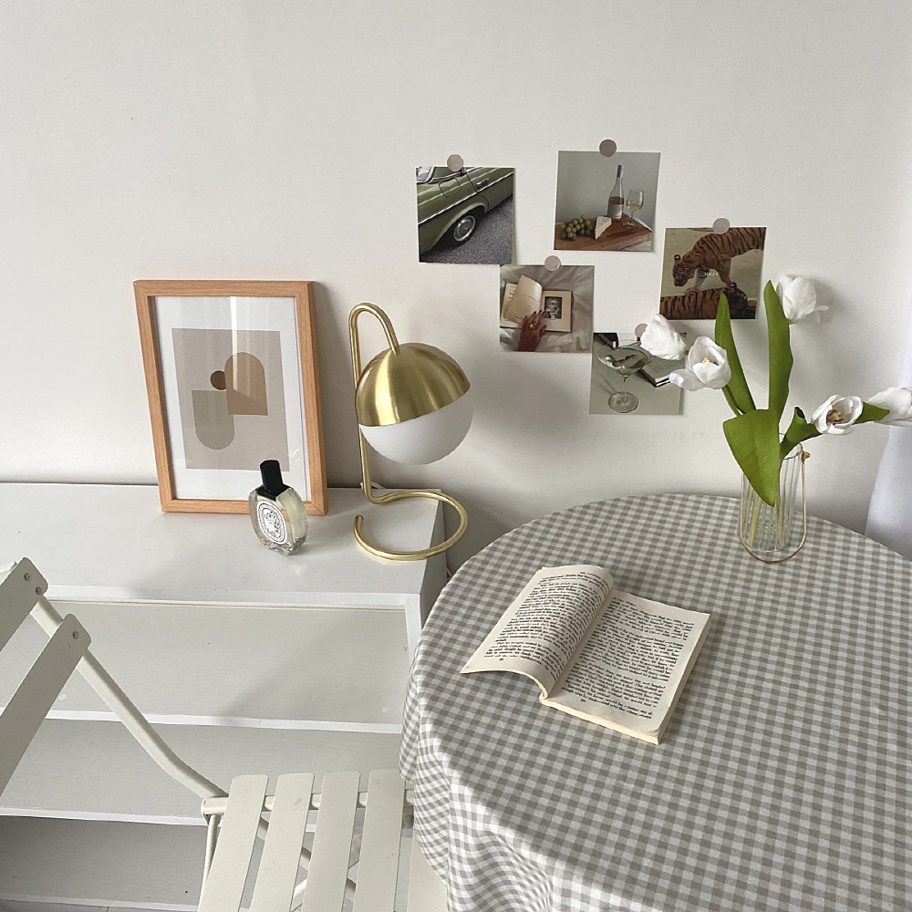 벨벳 빈티지 체크 테이블보 감성 식탁보 책상 돌상 화장대 협탁 원형 사각 홈캠핑 테이블천