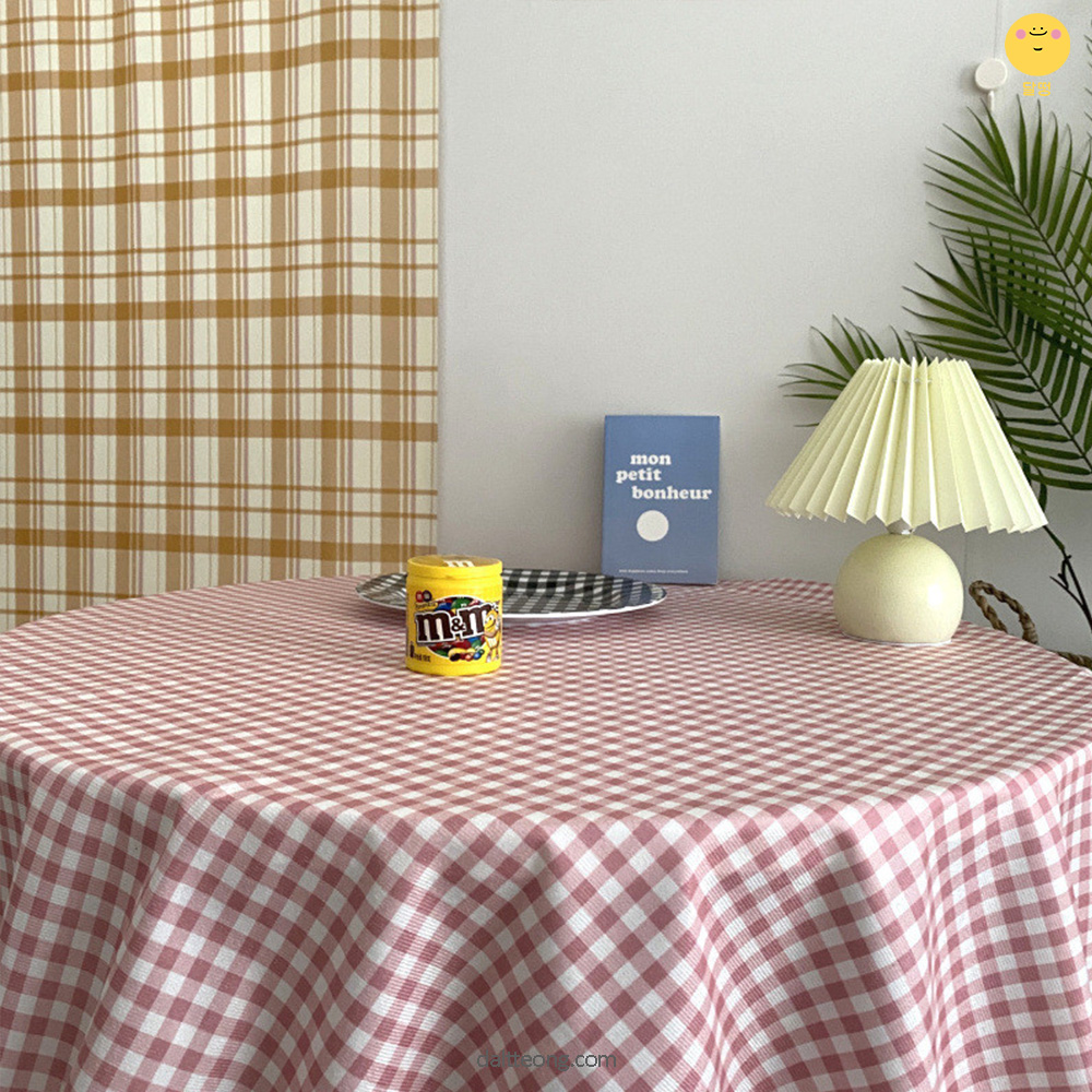 달떵 빈티지 감성 체크 식탁 테이블보 식탁보 2인 4인 원탁 식당 카페 덮개천 커버 캠핑