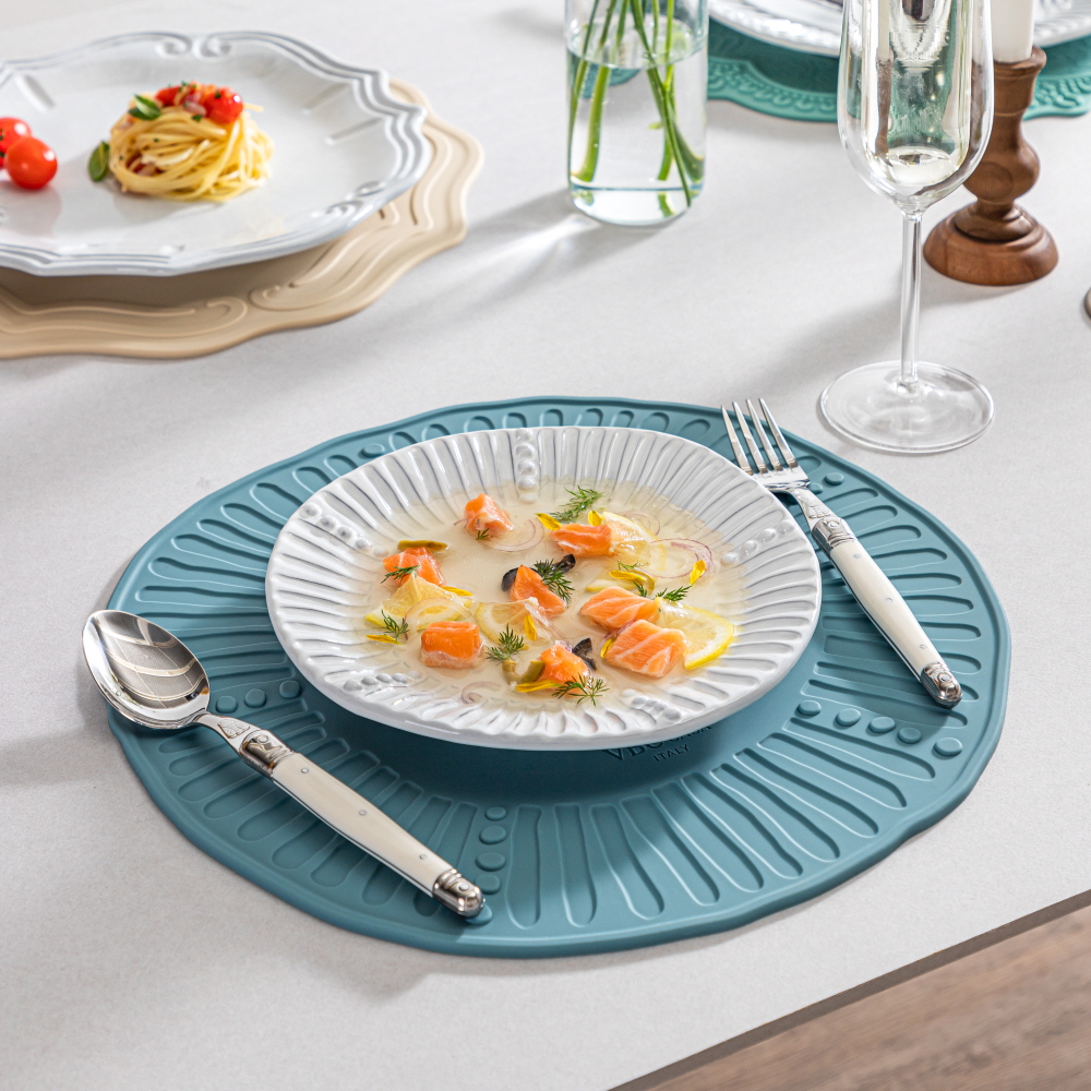 VBC까사 실리콘 식탁매트(라운드) 스트라이프