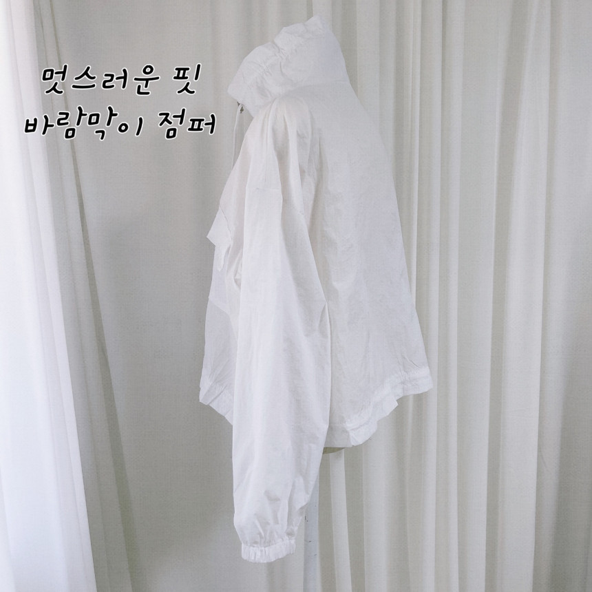초경량 캐주얼 넥라인 스트링 점퍼 2col 프론트 포켓 크롭 숏 바캉스 바람막이 야상 상세 이미지 29