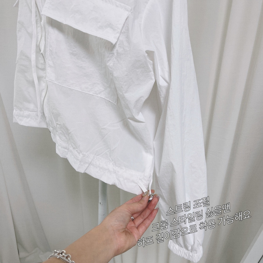 초경량 캐주얼 넥라인 스트링 점퍼 2col 프론트 포켓 크롭 숏 바캉스 바람막이 야상 상세 이미지 30
