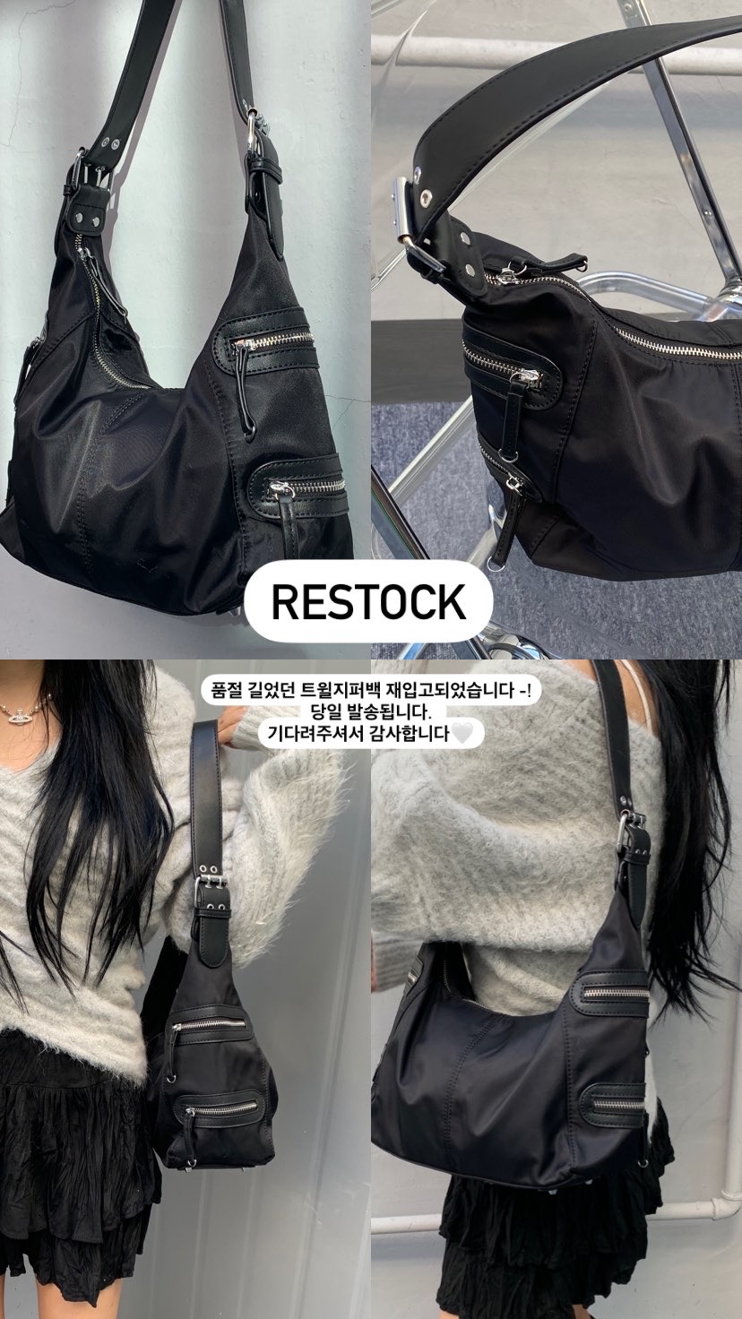 hippiedippy☆twill zipper bag★韓国人気 twill zipper bag - hippiedippy 히피디피