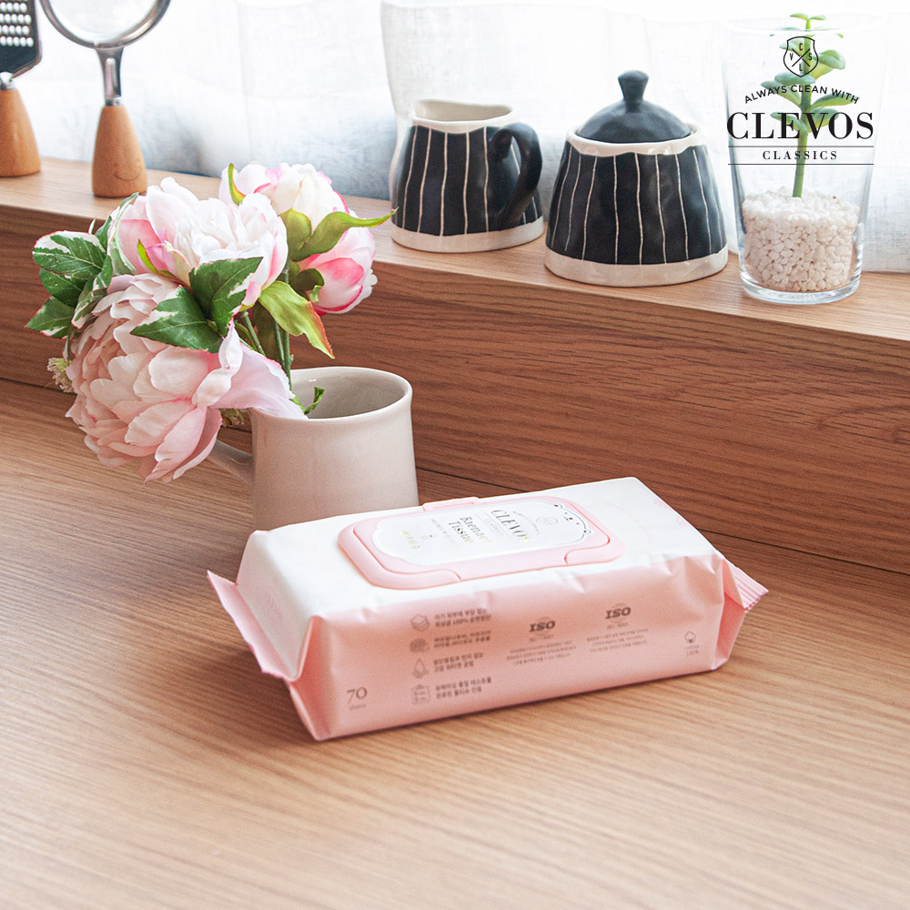 클레보스 도톰한 순면 신생아 아기 물티슈 배냇티슈 캡형 64매 20팩