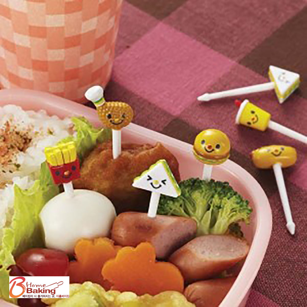 피크닉픽-햄버거 8P 샌드위치 도시락픽 도시락꾸미기 과일꼬지 과일꽂이 데코 소풍 나들이 - 상품 이미지