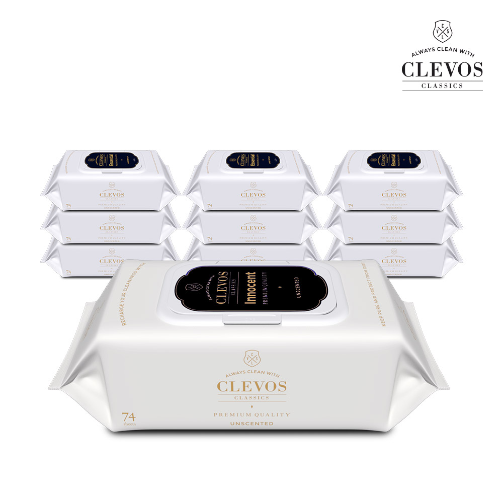 클레보스 도톰한 유아 신생아 아기 물티슈 이노센트 캡형 70매 10팩