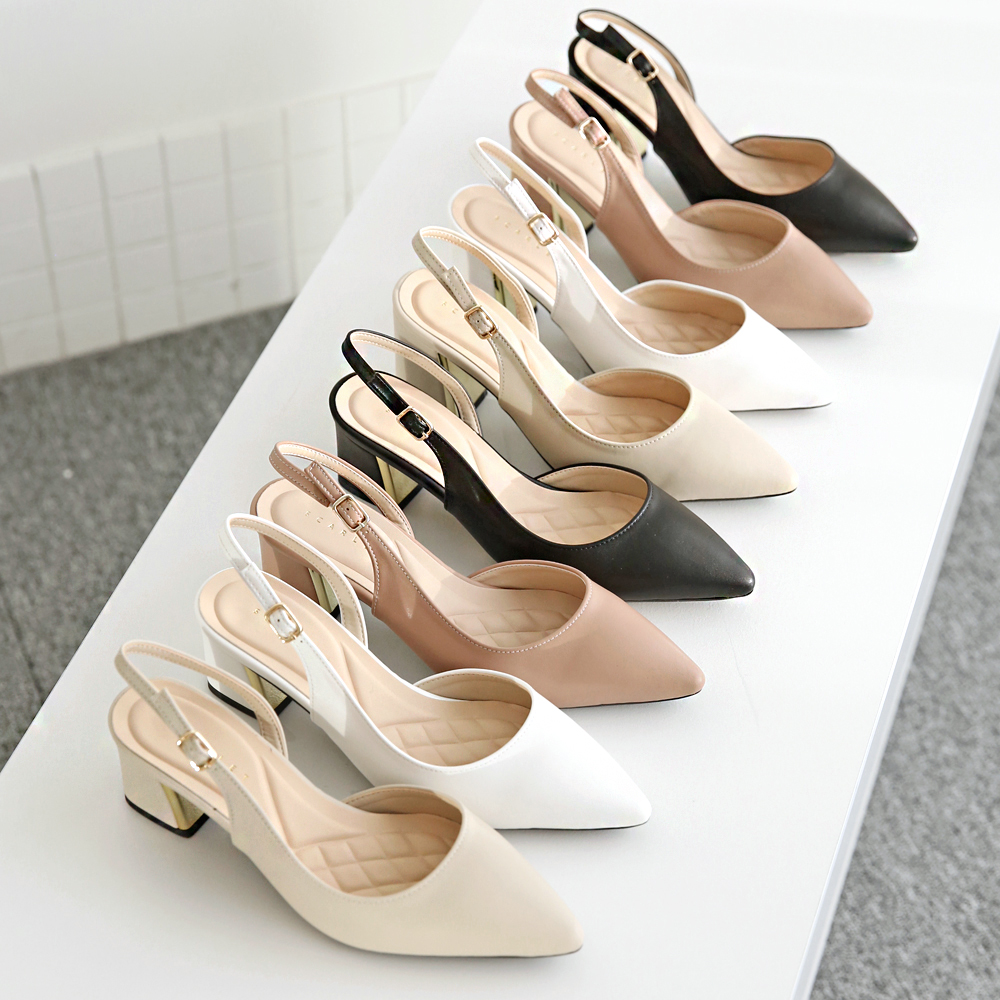 슬링백구두 스틸레토 슬링백힐 미들굽 5cm 7cm