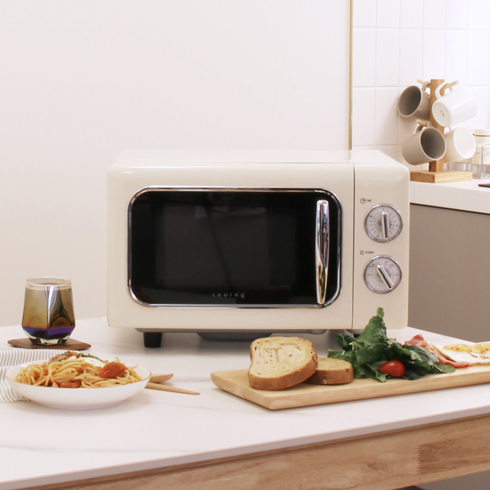 쿠잉 레트로 전자렌지 MC-R20A 전자랜지 미니 소형 크림