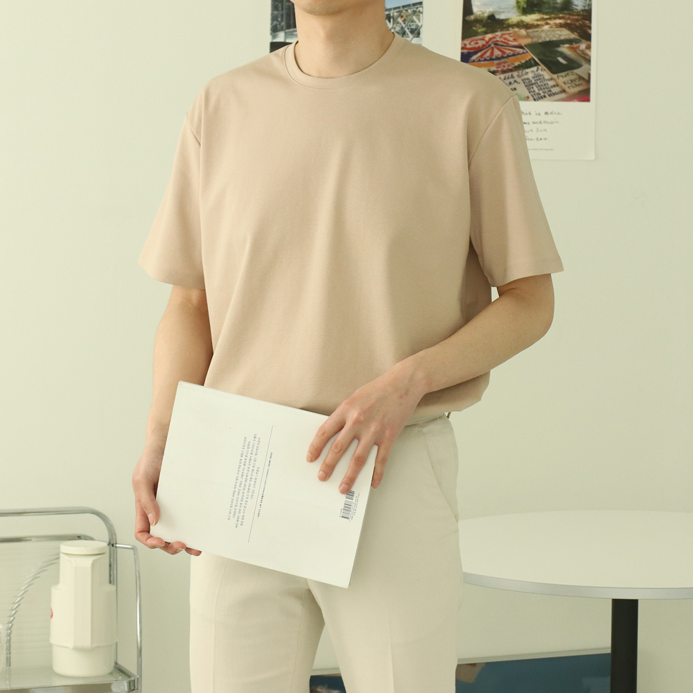 남자반팔티 오버핏 빅사이즈 분또 실켓반팔티 이미지 3