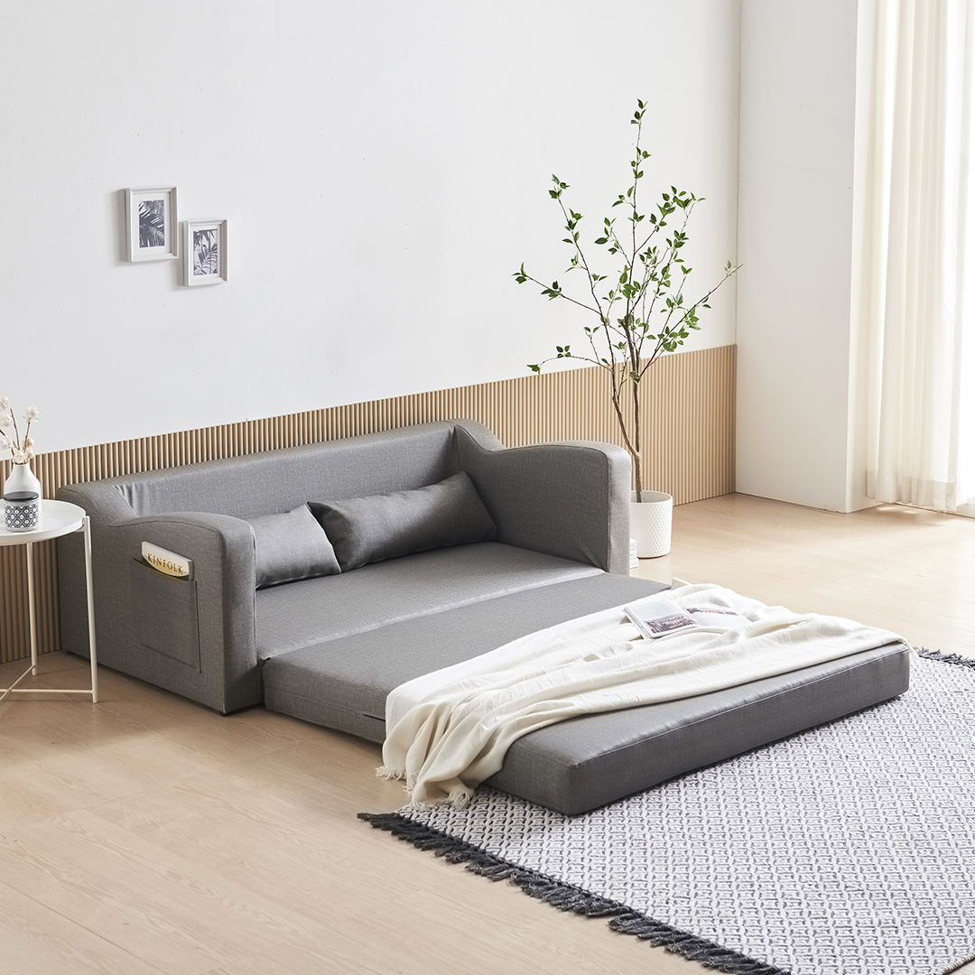 수오 로즈망 방수가죽 접이식 소파베드 3인용