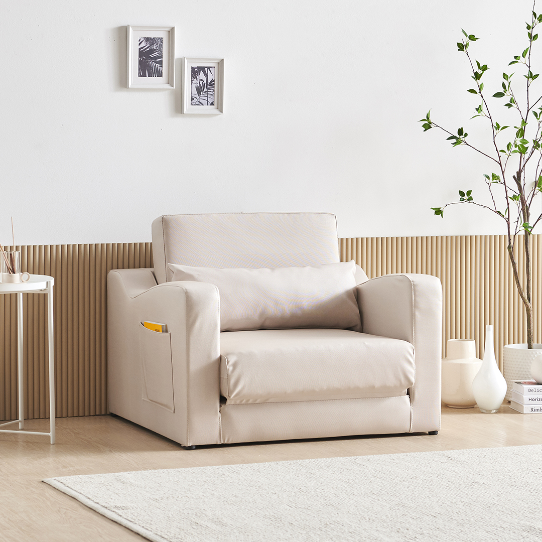 수오 로즈망 방수가죽 접이식 소파베드 3인용