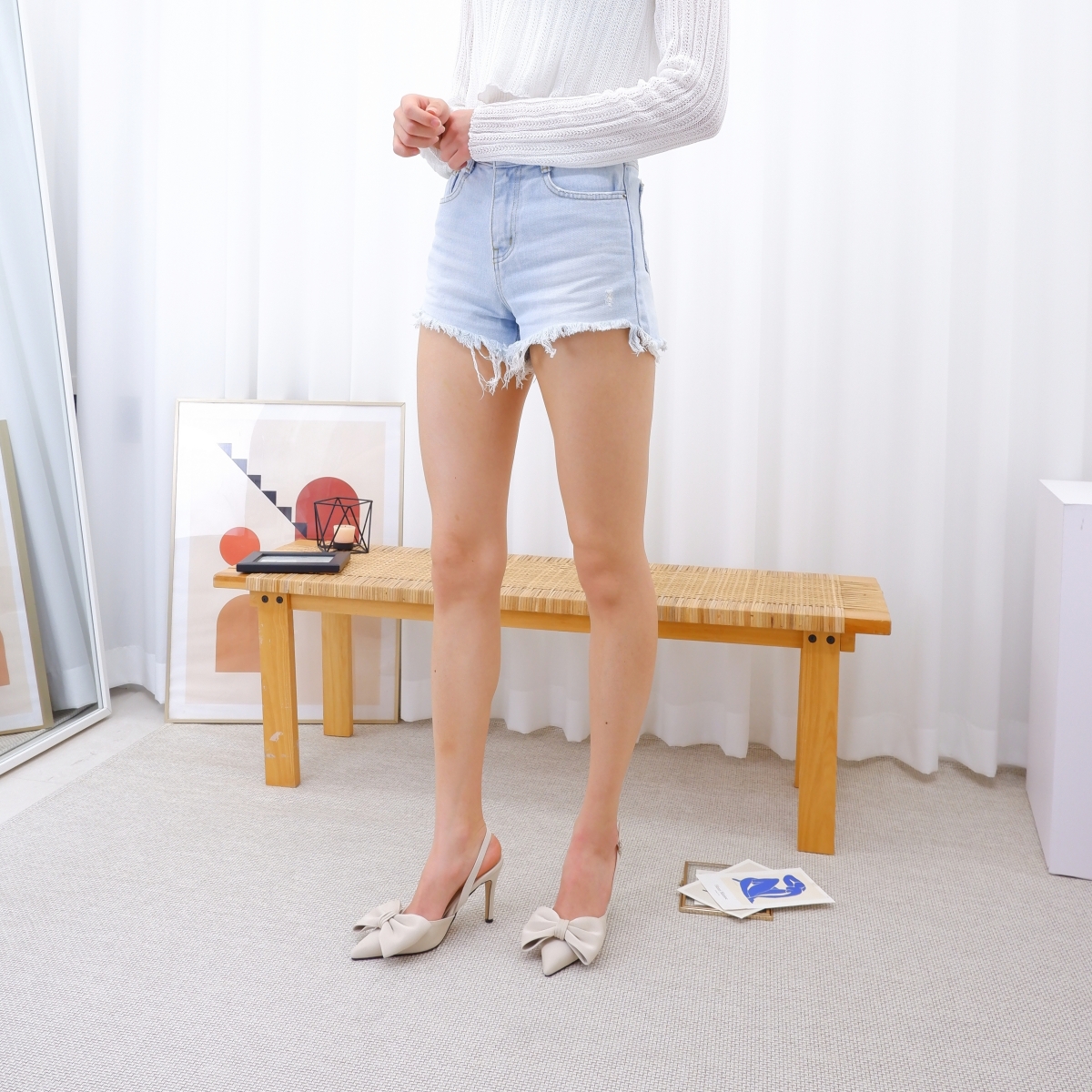 링클 왕리본 스틸레토 슬링백힐 9cm 상세 이미지 12