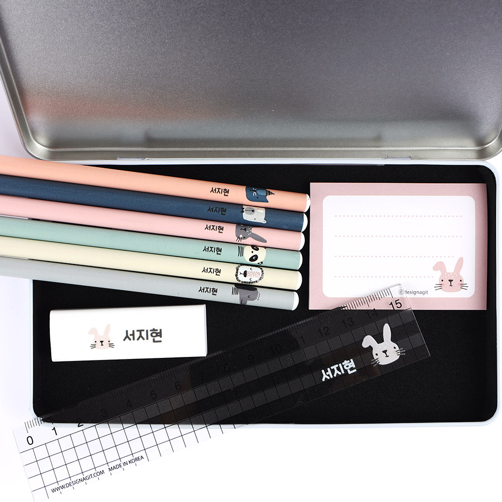 주문제작 문구 세트 해피프렌즈C 학용품 초등 신학기 학생 준비물 입학 선물 토끼 한글24 - 상세 이미지 2