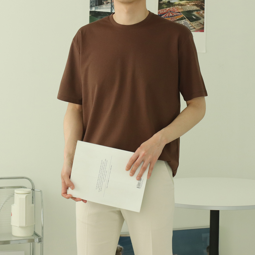 남자반팔티 오버핏 빅사이즈 분또 실켓반팔티 이미지 2
