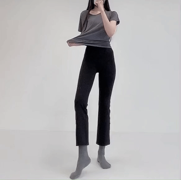 로라벨 라프 부츠컷 레깅스 스판 편한 빅사이즈 운동 요가 바지 하이웨스트 슬랙스 팬츠 상세 이미지 48