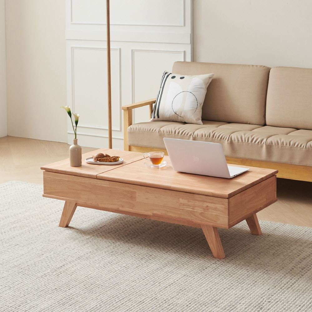고무나무 원목 리프트업 테이블 소파 거실 800 사이즈