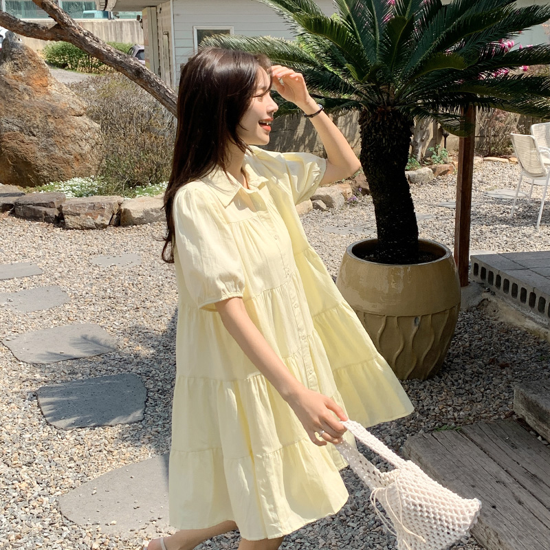 러블리 퍼프숄더 캉캉 미니 셔츠 원피스 dress 셔츠 op13774 - 상세 이미지 2
