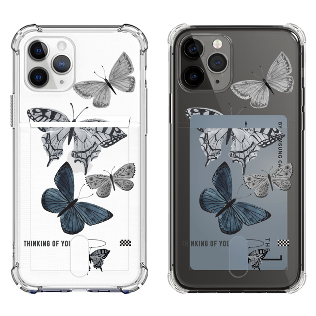 버터플라이 나비 패턴 투명 카드 케이스