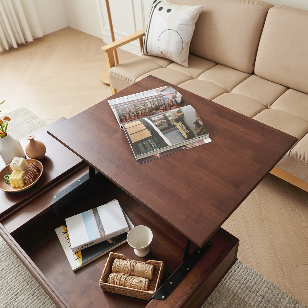 고무나무 원목 리프트업 테이블 소파 거실 800 사이즈