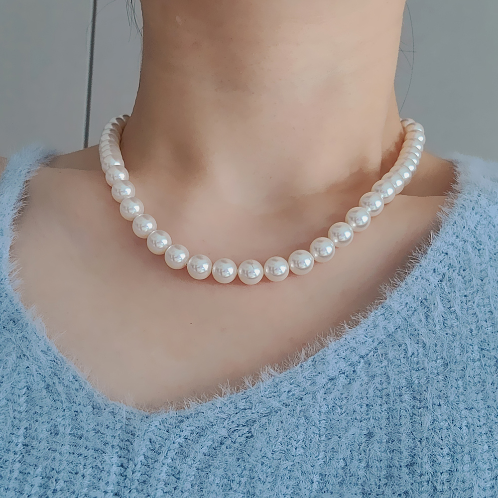 오스트리아 크리스탈 스왈 진주 펄 목걸이 4mm 6mm 8mm - 상세 이미지 4