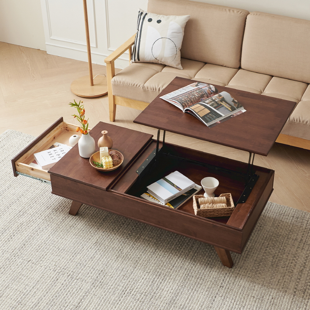 고무나무 원목 리프트업 테이블 소파 거실 800 사이즈