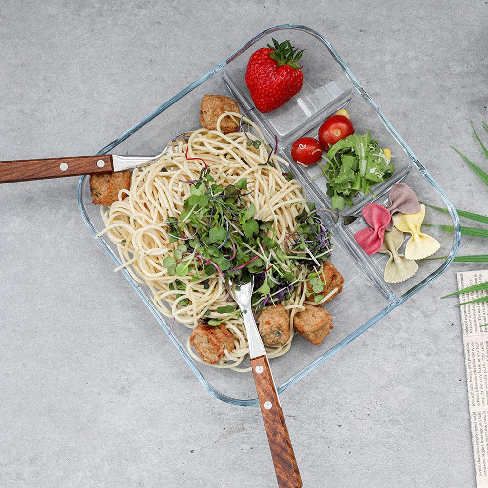 내열 유리 글라스 나눔 접시 다이어트 홈카페 브런치 디저트 성인 식판 - 메인 이미지