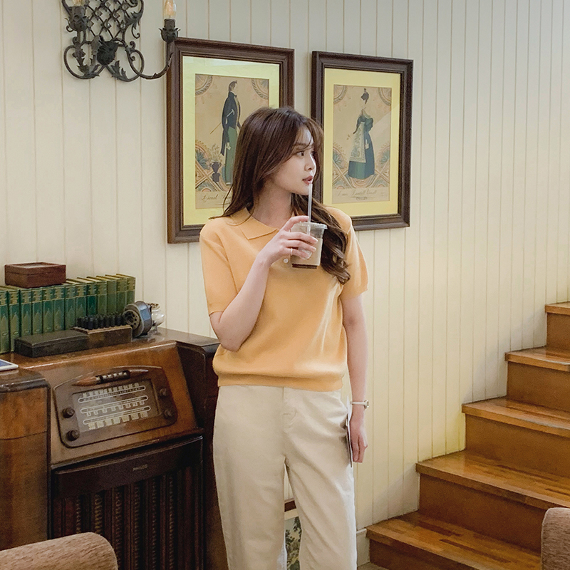 (1+1) 이지 버튼 칼라넥 베이직 하프 니트 nt3553 - 상세 이미지 2