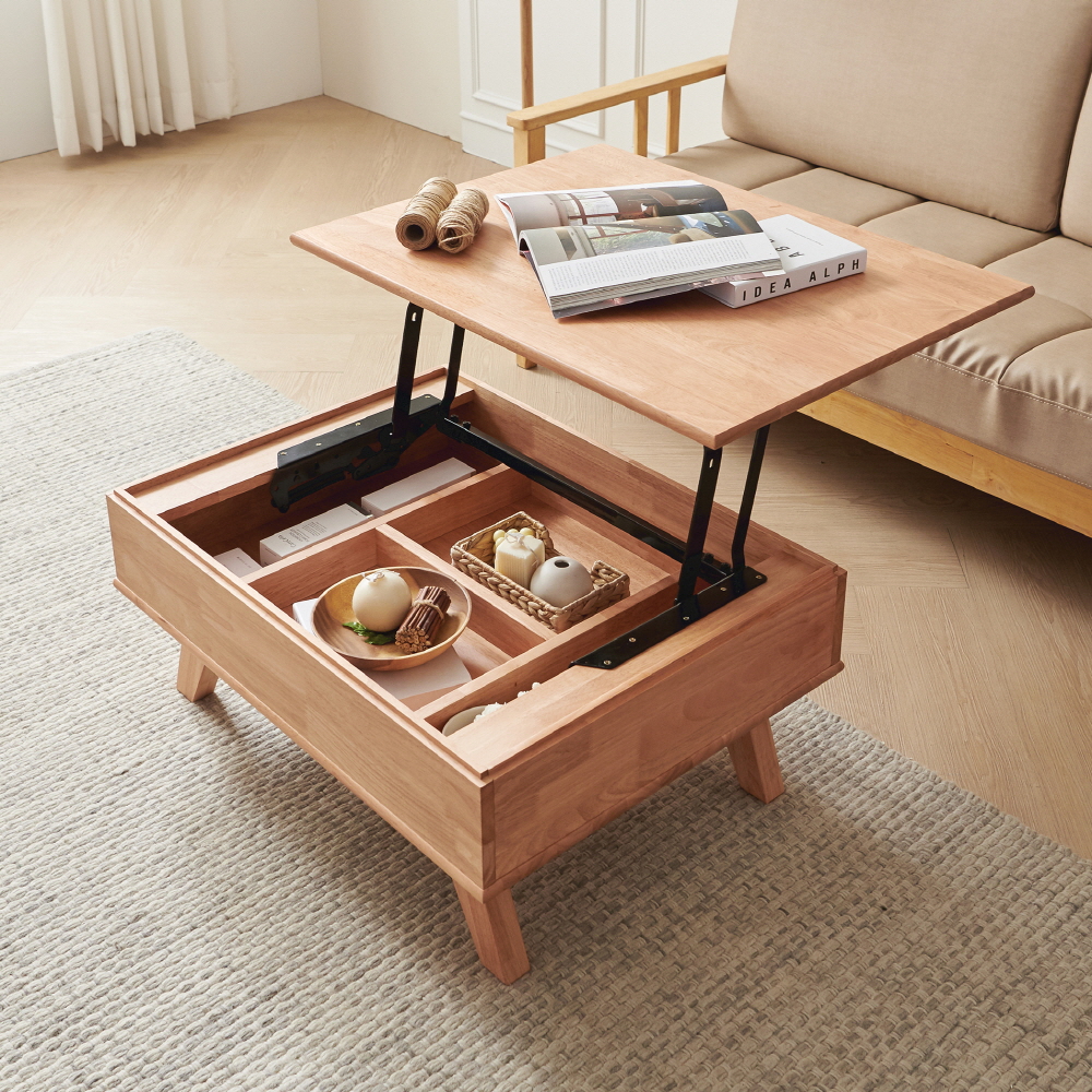 고무나무 원목 리프트업 테이블 소파 거실 800 사이즈