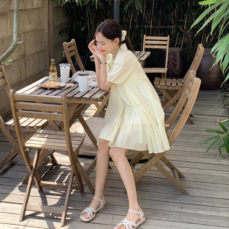 러블리 퍼프숄더 캉캉 미니 셔츠 원피스 dress 셔츠 op13774 - 상세 이미지 3