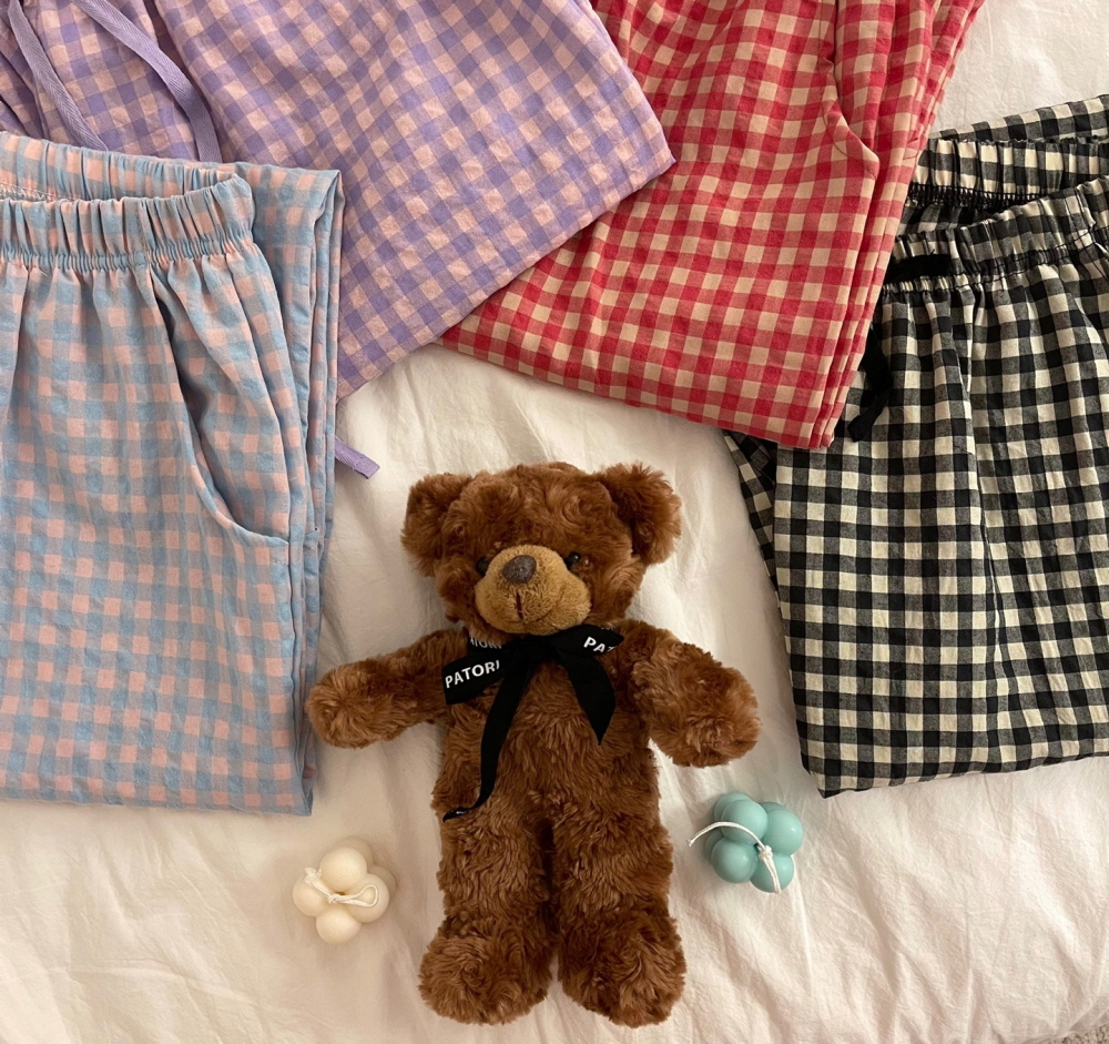 피크닉 커플 잠옷 바지 빅사이즈 시어서커 지지미 수면 파자마파티 제품 이미지