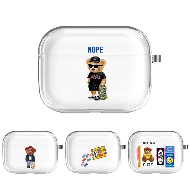 곰돌이 베어 에어팟 4세대 투명 젤리 케이스
