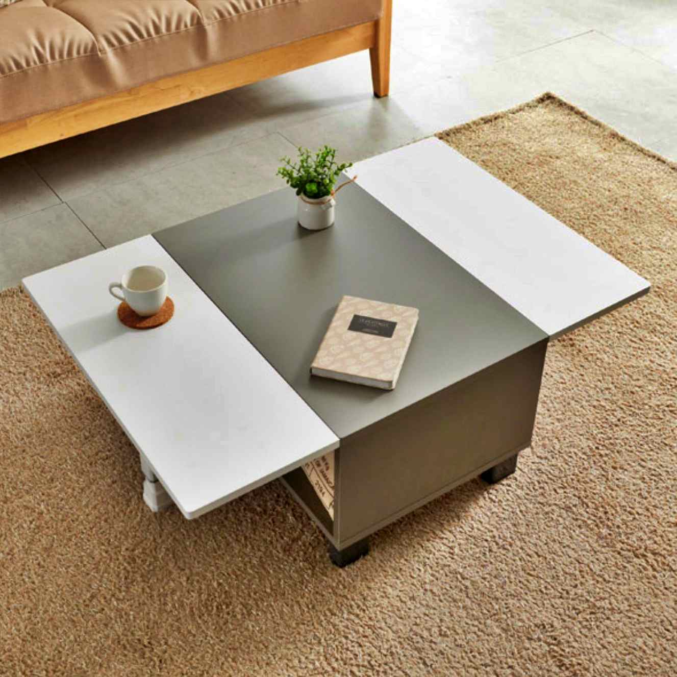 확장형 거실 낮은테이블 거실용탁자 미니티테이블 작은테이블 쇼파 소파 모듈 좌식 화이트