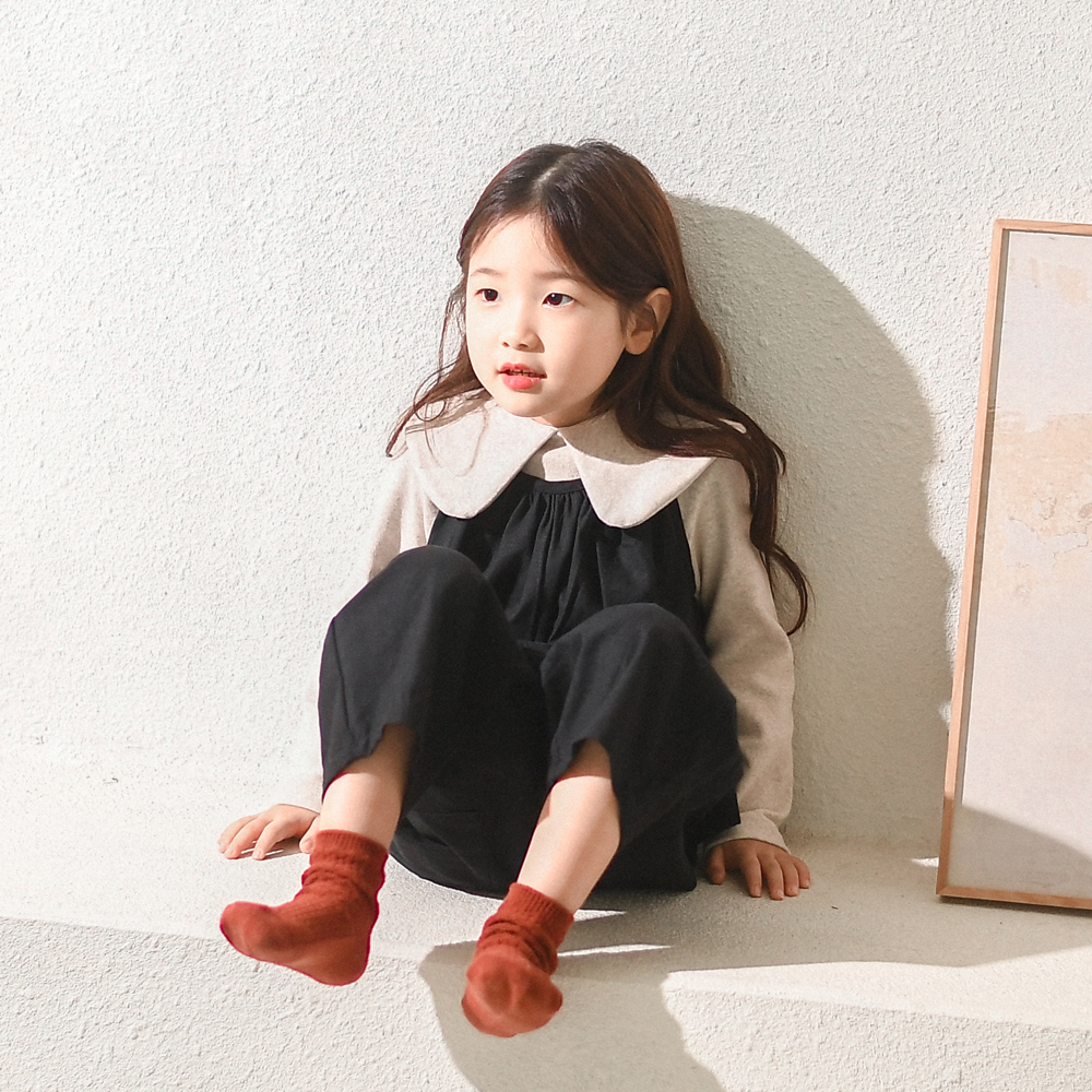 올슨 카라 프릴 티셔츠 봄 가을 겨울 아이보리 오트밀 브라운 아동 여아 유아 - 상세 이미지 2