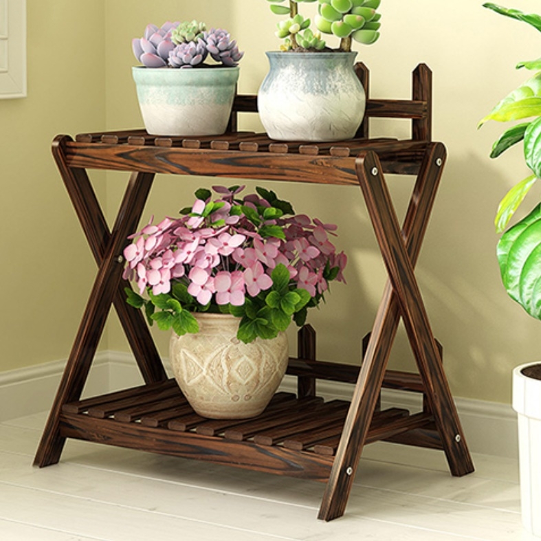 2단 화분 테이블 원목 우드 침대 보조 책상 책상 소파 사이드테이블 얇은 진열대 받침대