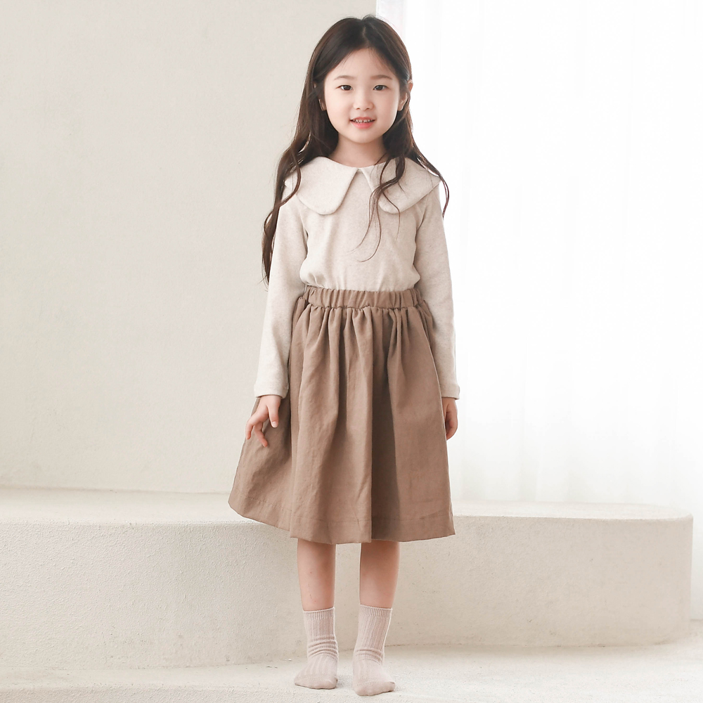 올슨 카라 프릴 티셔츠 봄 가을 겨울 아이보리 오트밀 브라운 아동 여아 유아 - 상세 이미지 4