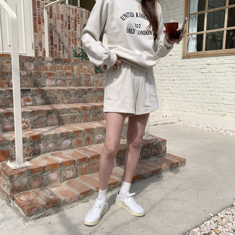 런던 여성트레이닝세트 맨투맨 반바지 여자츄리닝세트 상하SET 캠핑룩 엄마등원룩 원마일웨어 - 상세 이미지 3