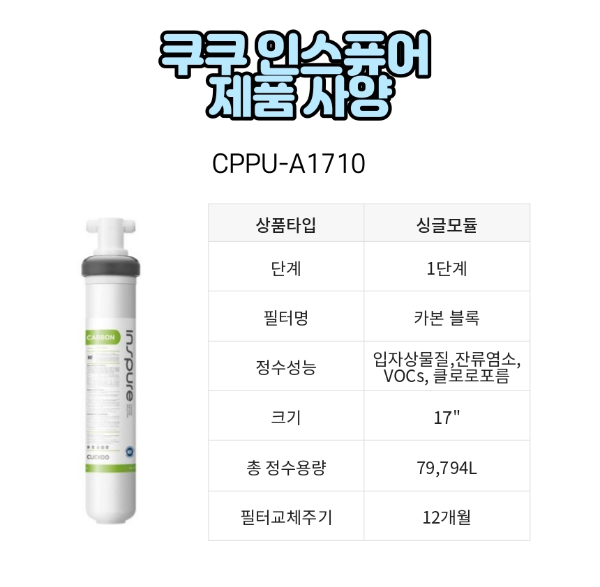 거위목 수전 필터 주방 싱크대 녹물제거 쿠쿠정수기 세트 - 상세 이미지 2