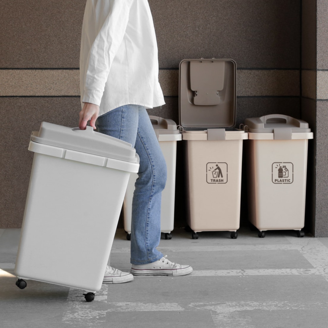 재활용품 분리 수거함 바퀴 쓰레기통 종량제 분리수거함 30리터