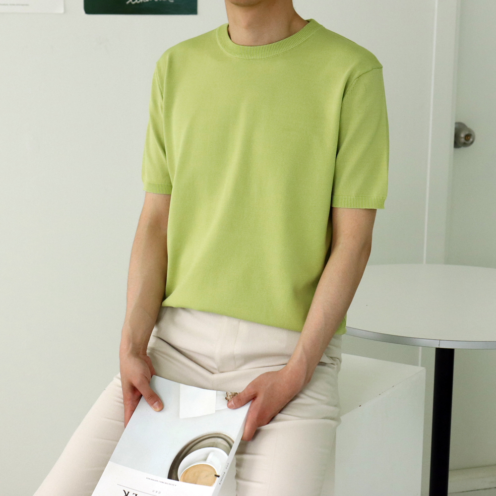 남자반팔니트 여름 린넨니트 쿨링 남성반팔티셔츠 이미지 1