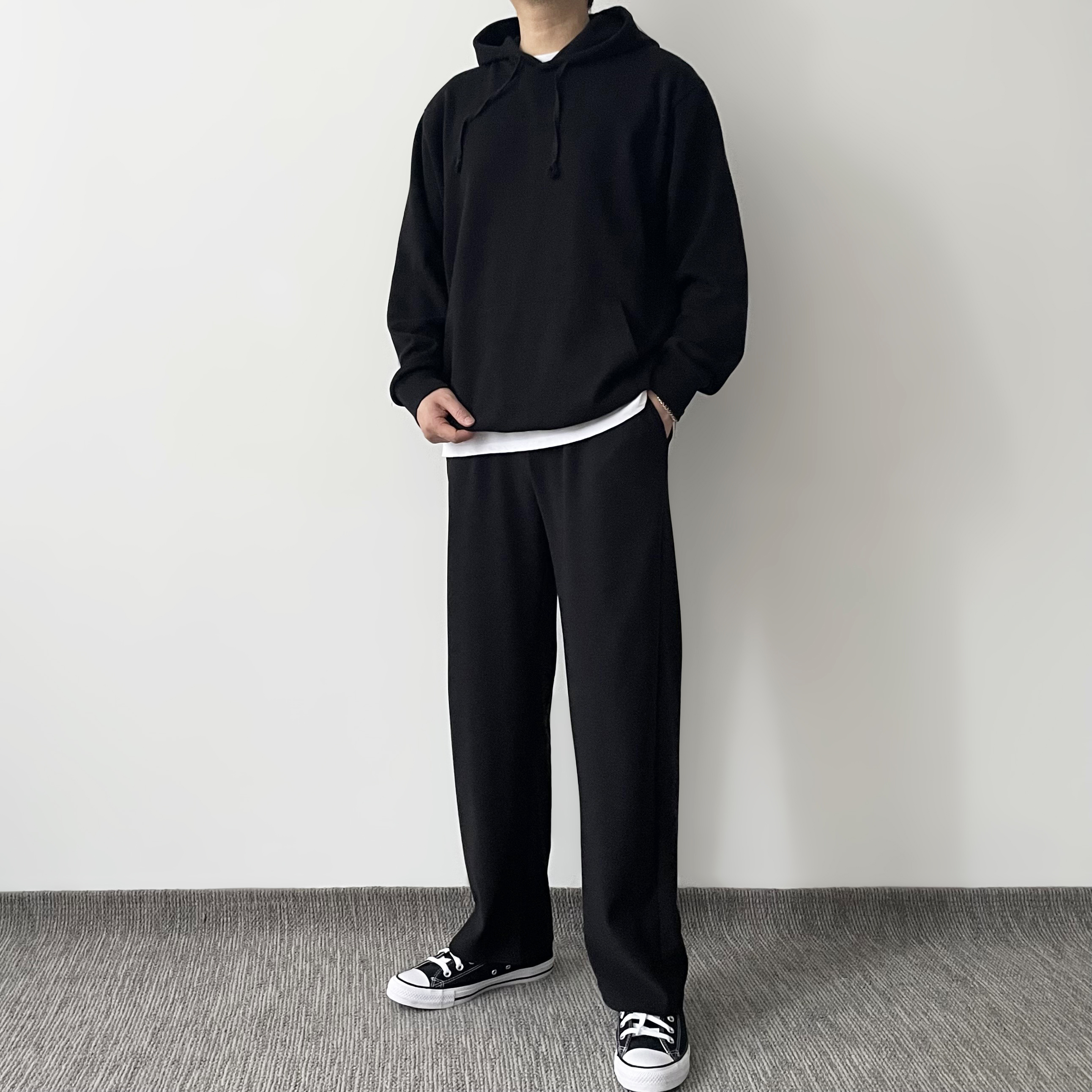 남자와이드트레이닝팬츠 겨울 기모 남자편한바지 남자통바지 이미지 2