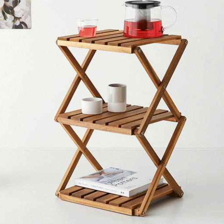 캠핑 정리대 캠핑 수납장 캠핑 우드 쉘프 조리대 3단 415