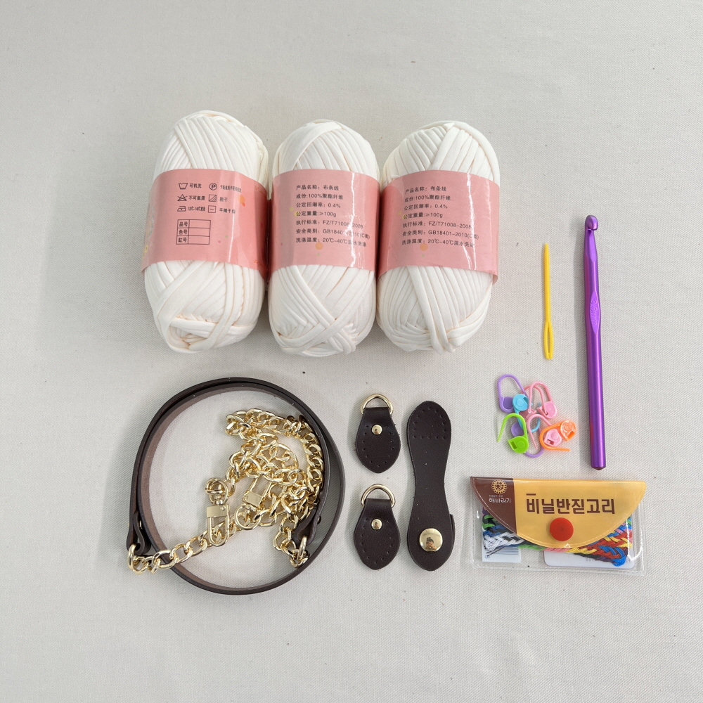 도두리 DIY 손뜨개 코바늘 뜨개질 가방 만들기 키트 패키지 뜨기 클램데일리백 - 동영상 - 상세 이미지 4