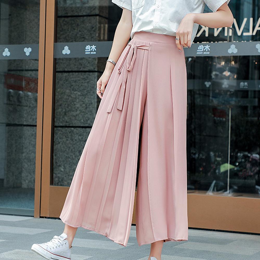 여자 치마바지 허리끈 시폰 롱팬츠 슬랙스 스커트 9부