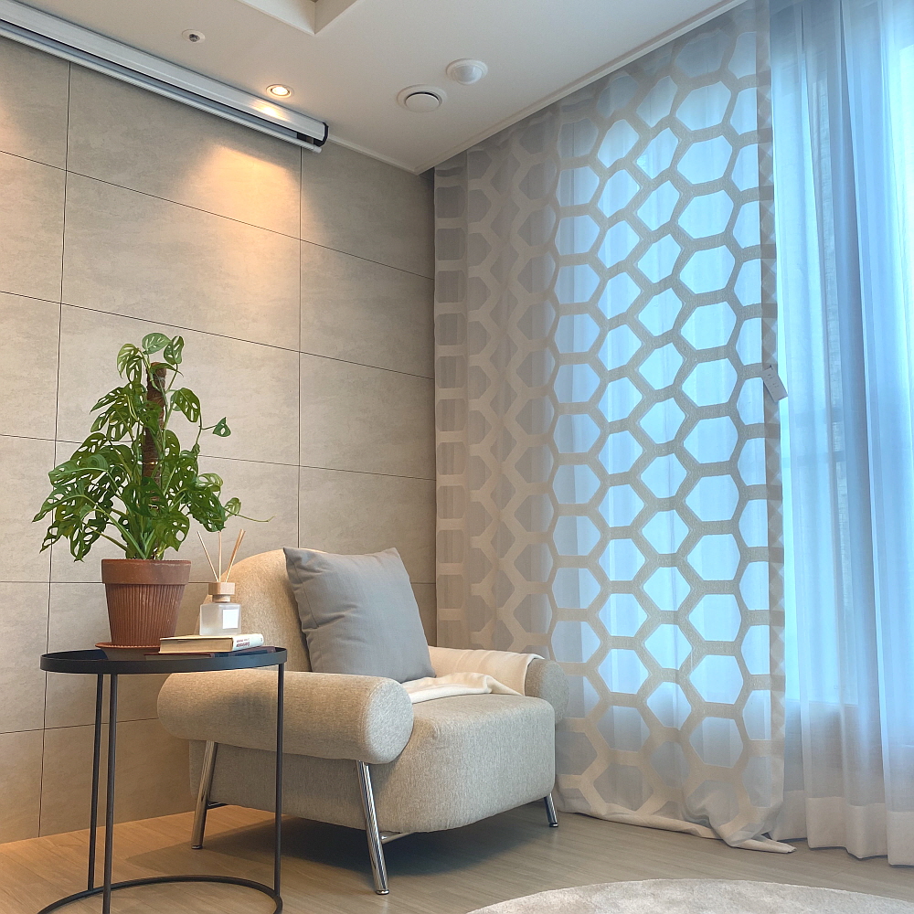 코지앳홈샵 [맞춤제작] 파이프패턴 코지 수입포인트속커튼