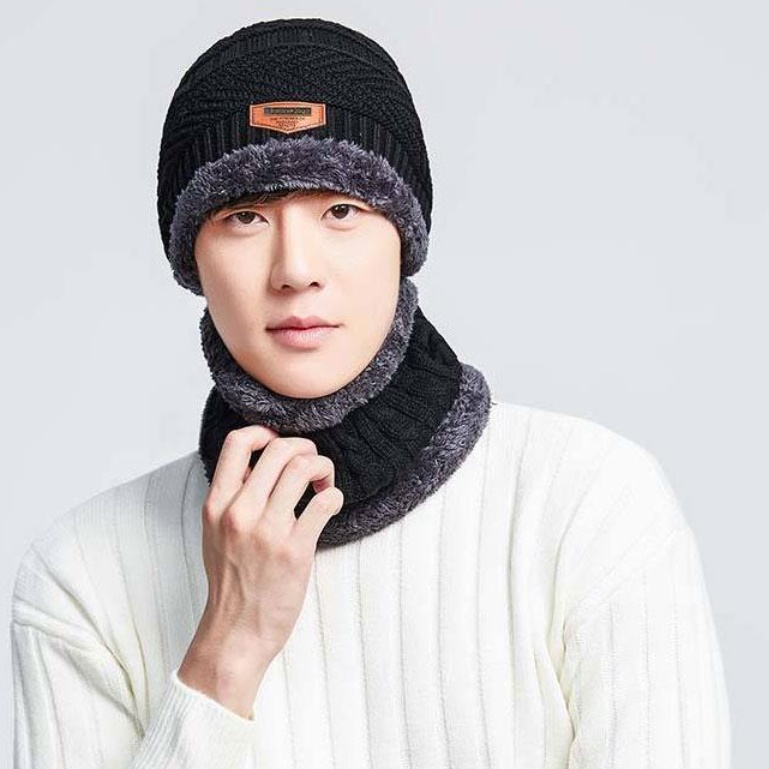겨울 방한 니트 모자 넥워머 세트 양털 목토시 골프 스키 축구 넥워머 - 상품 이미지