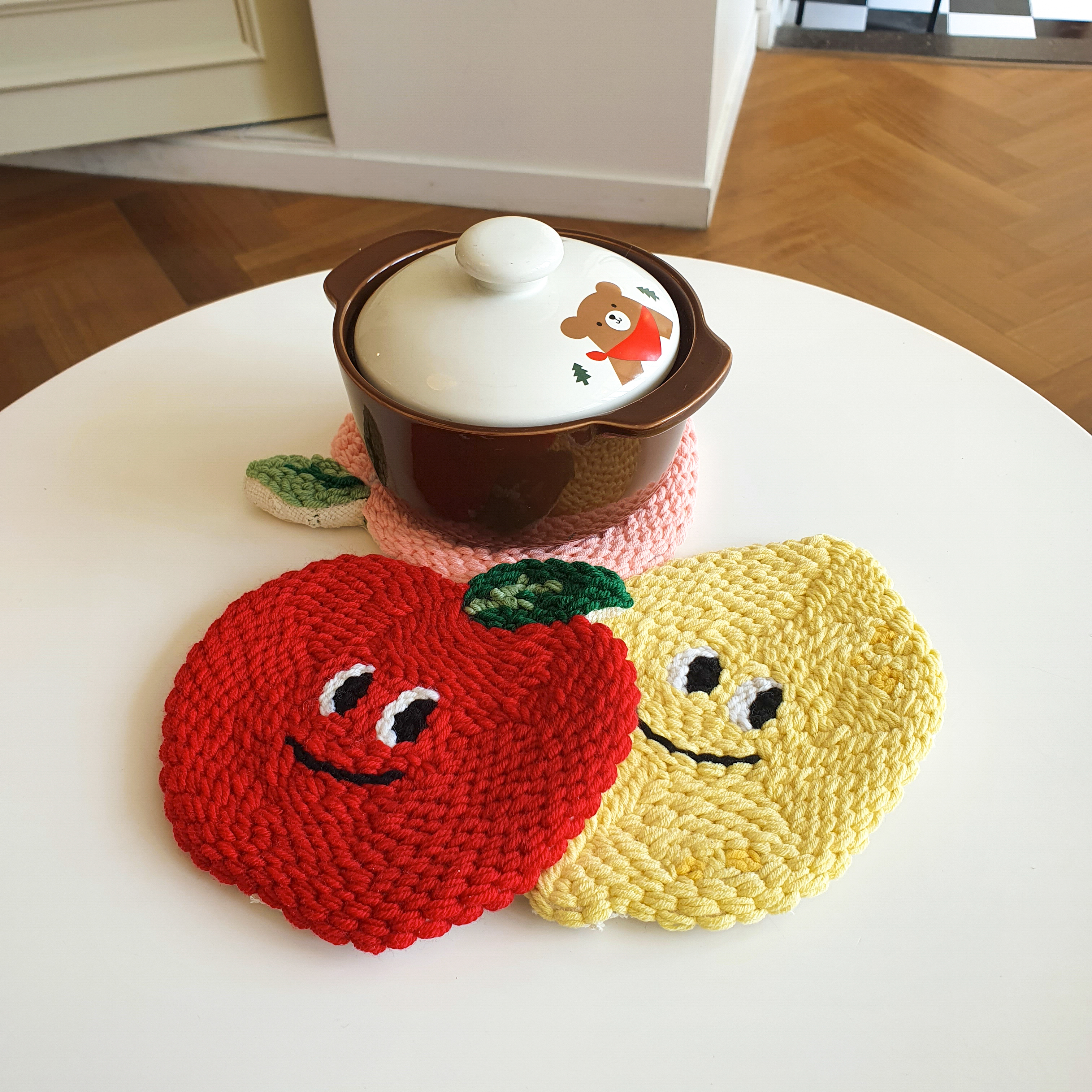 펀치니들 DIY 키트 취미 냄비받침대 만들기 자수 패키지 과일 티코스터 세트 패키지 러그 - 상품 이미지